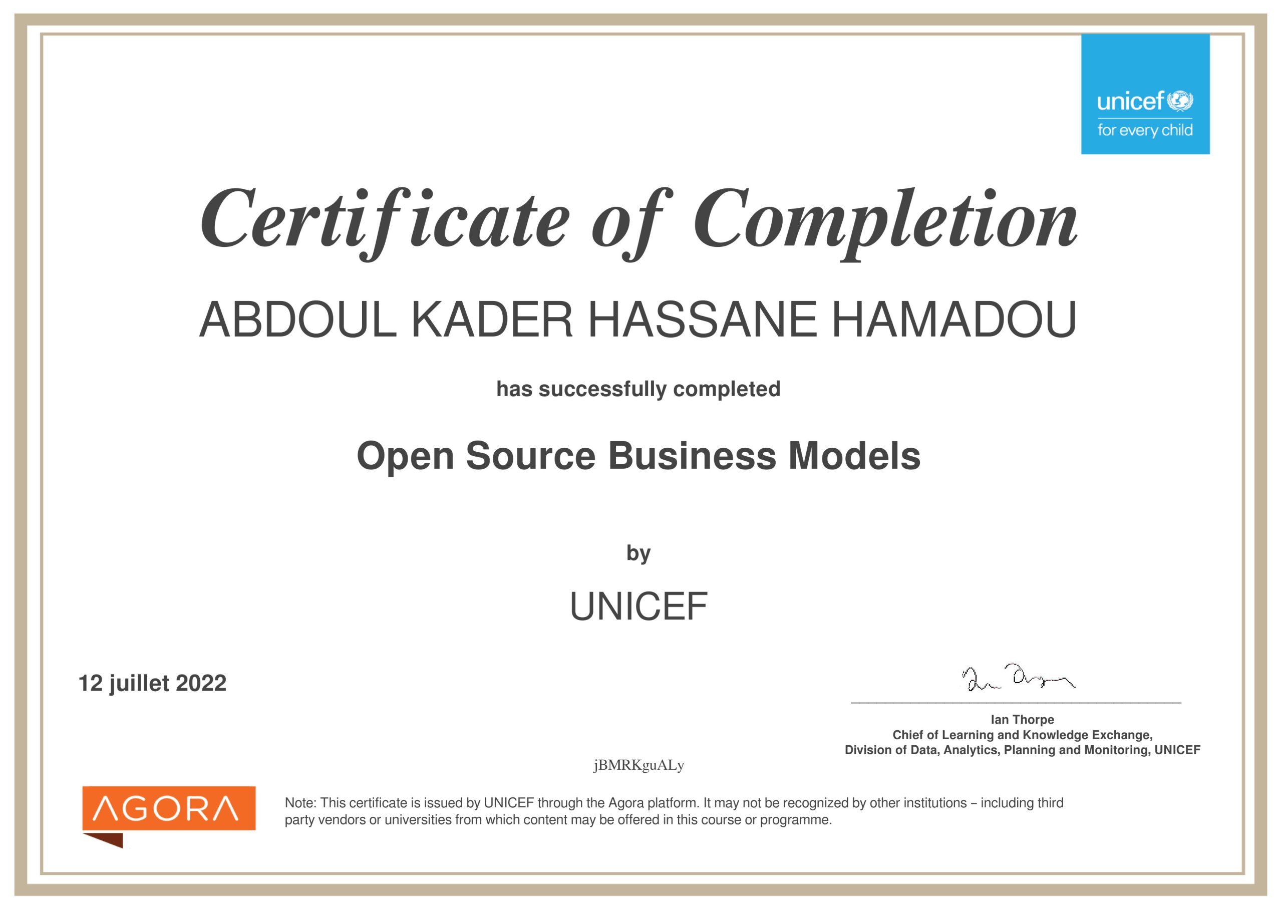 Certificate OSBM Course