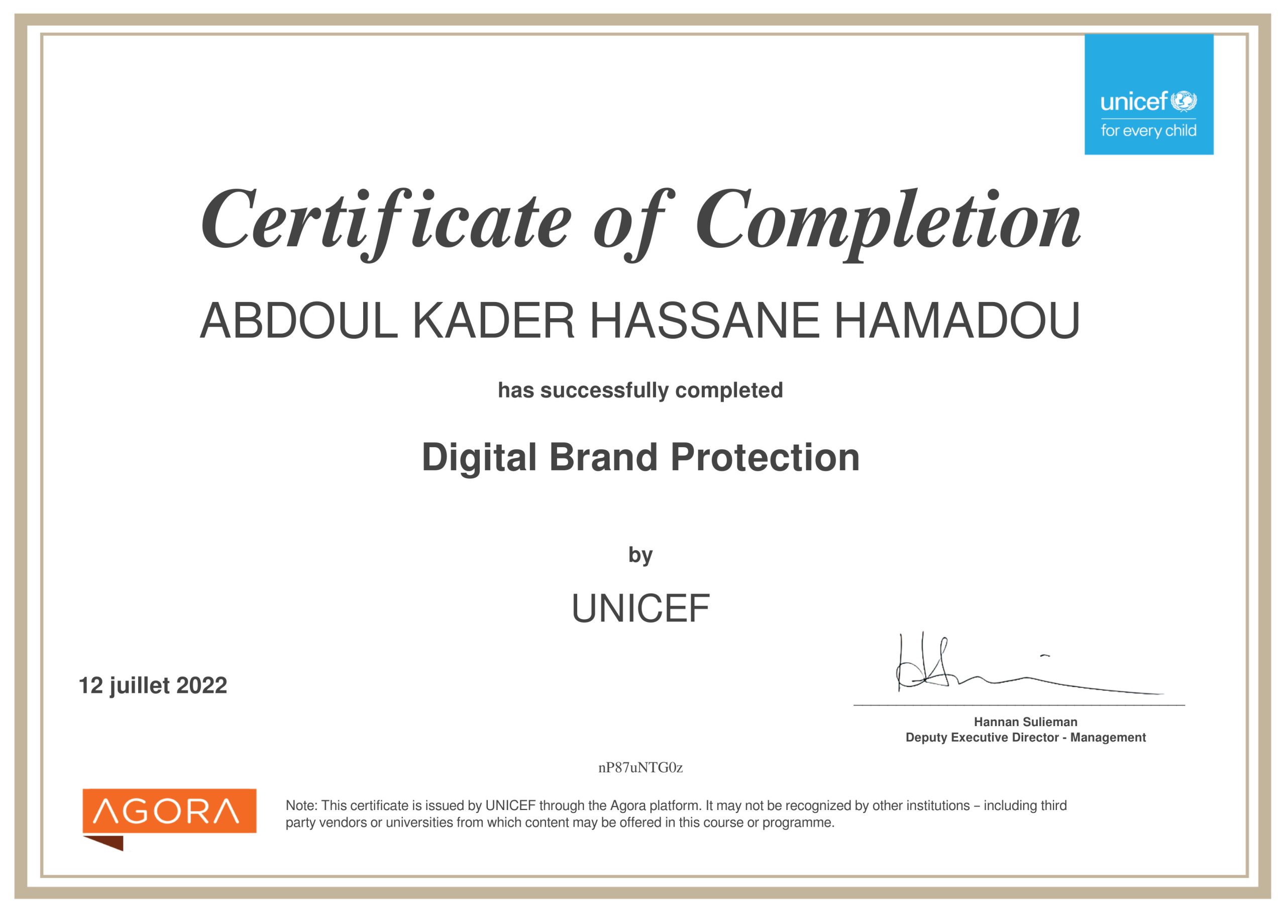 Certificate Digital Brand Protection