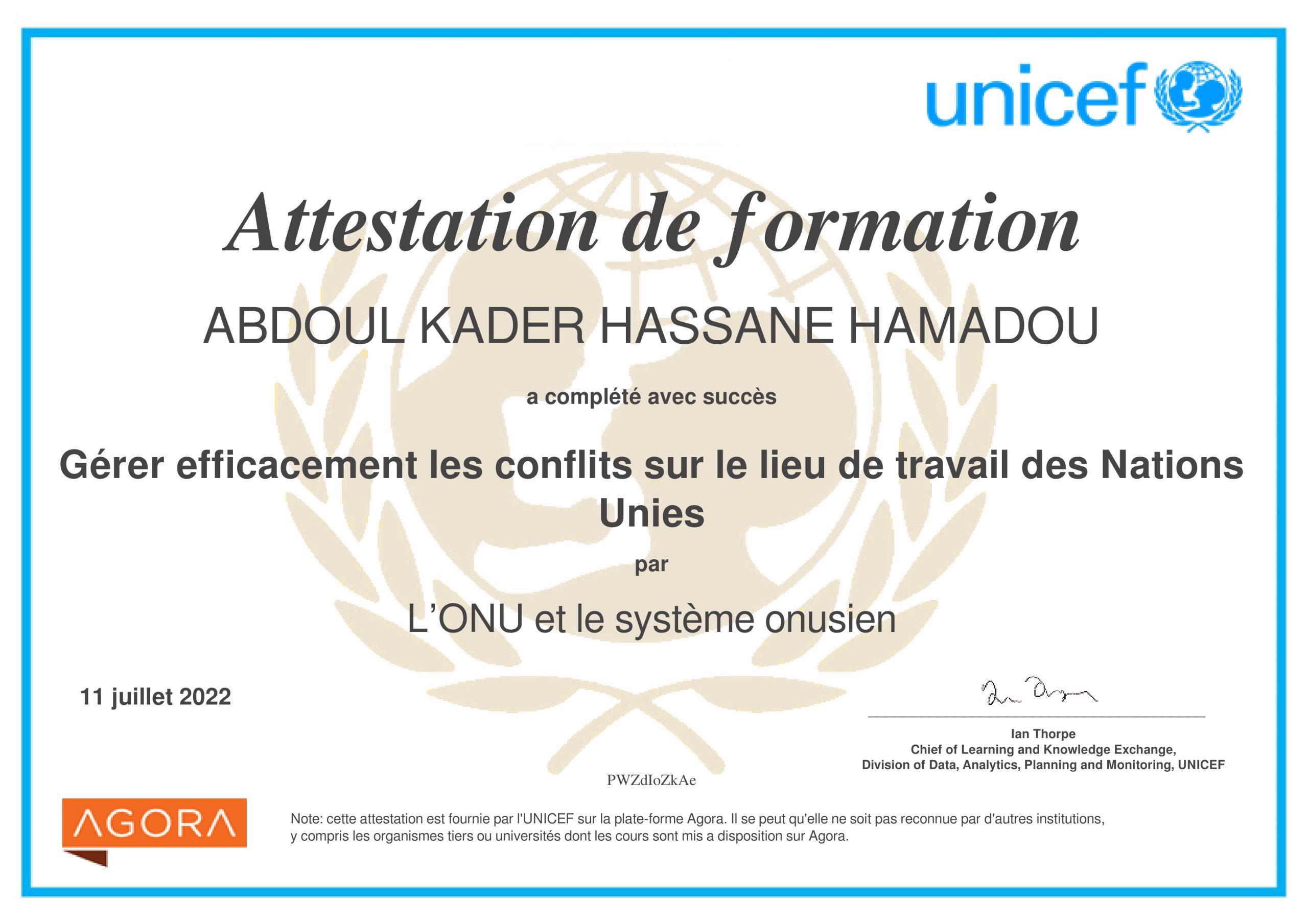 Certificate UN Conflict Management